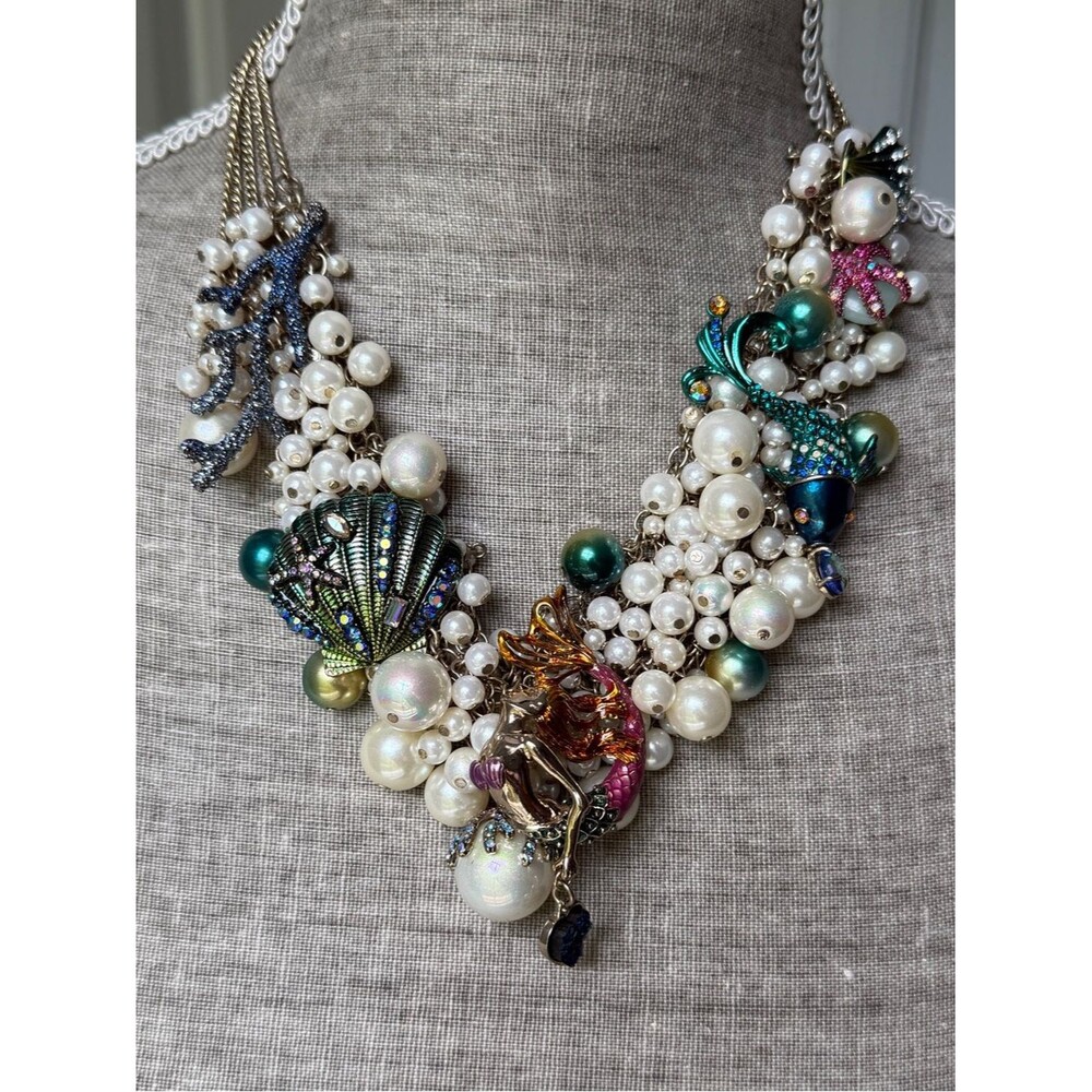 Betsey Johnson Mermaid Shell Fish faux pearl necklace